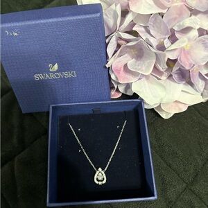 Swarovski Silver Necklace with floating Teardrop Crystal